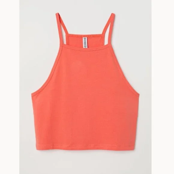 H&M Tops Hm Orange High Neck Cami Crop Top Poshmark